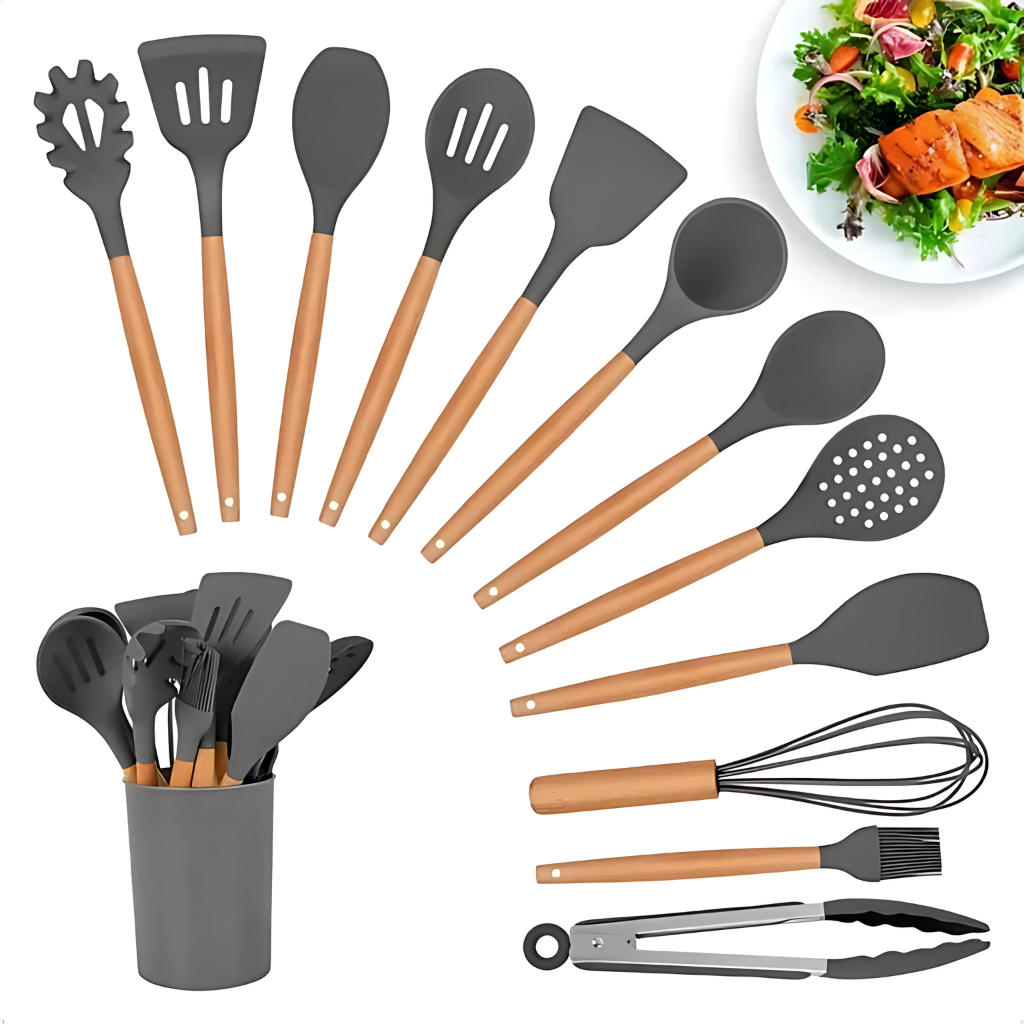 Kit 12 Peças Utensílios de Cozinha Silicone